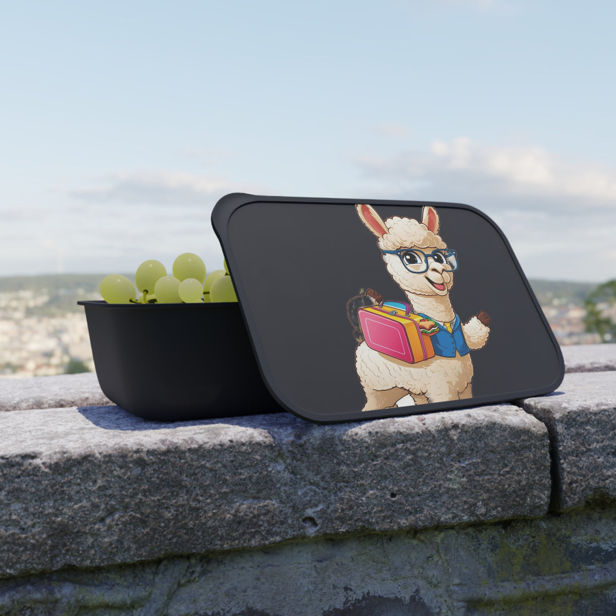 Cute Nerd School — Black PLA Bento Box with Utensils
