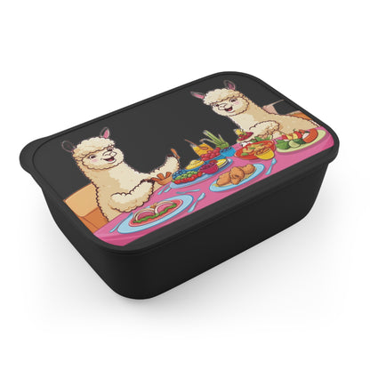 Let’s Eat Together — Black PLA Bento Box with Utensils