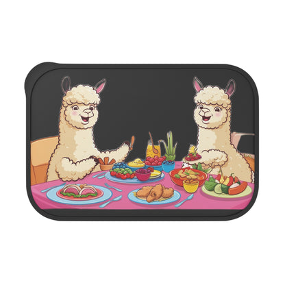 Let’s Eat Together — Black PLA Bento Box with Utensils
