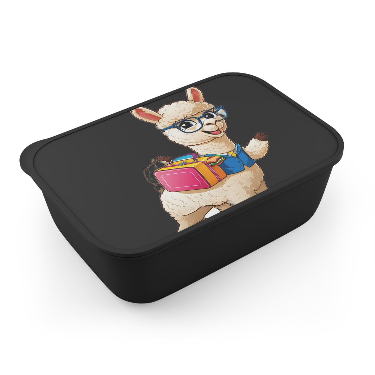 Cute Nerd School — Black PLA Bento Box with Utensils