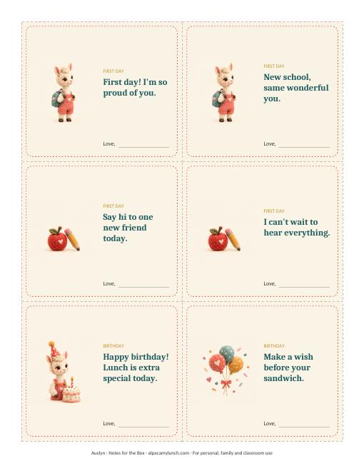 Notes for the Box — Big Days Pack